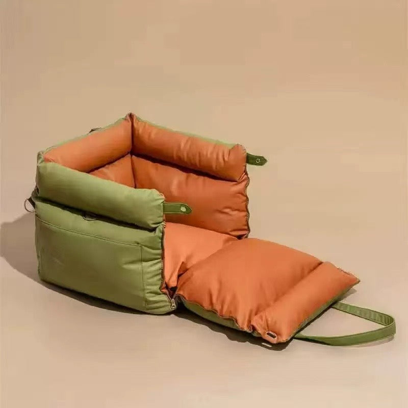 Premium Faux Leather Dog Car Seat Booster Bed - Daily Flow