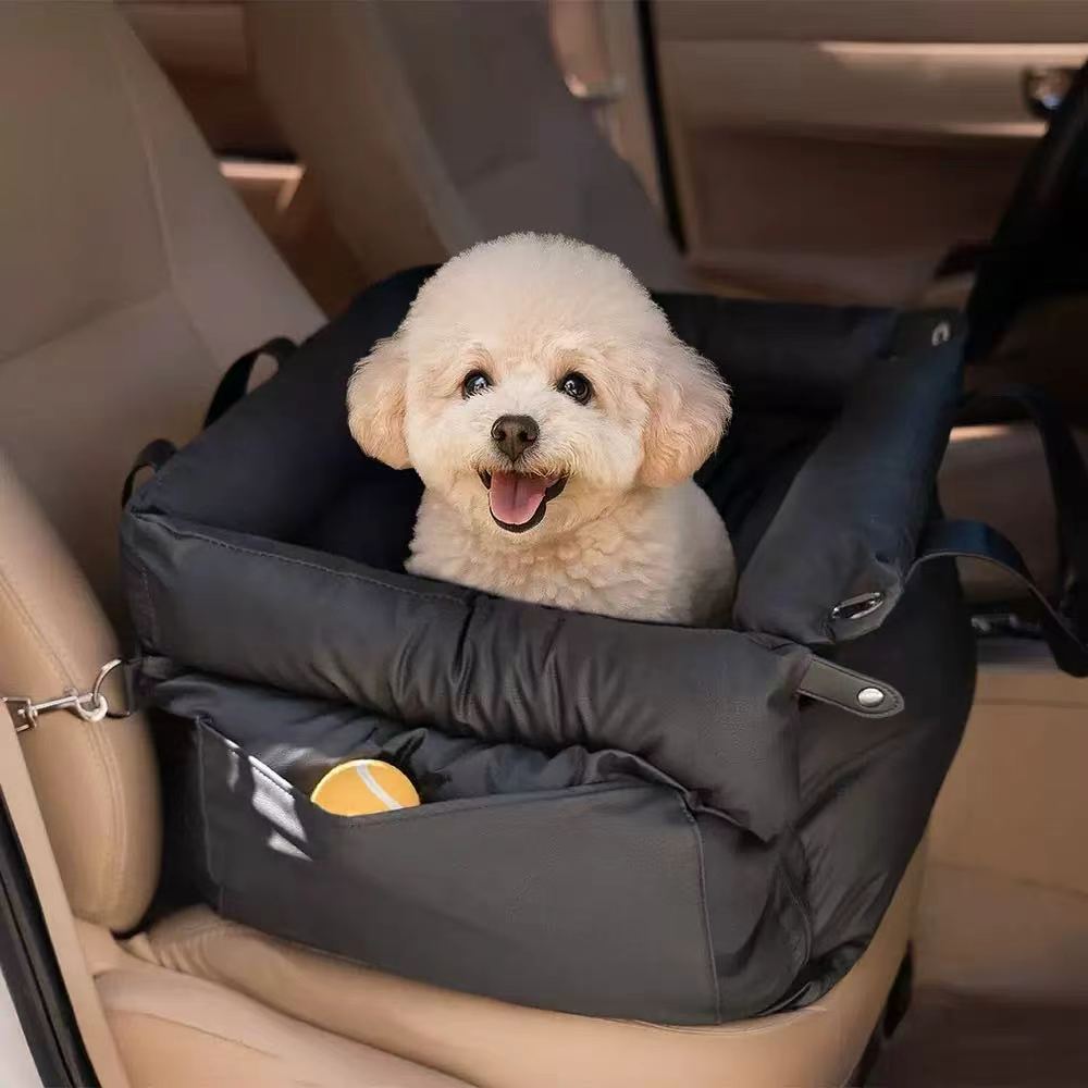 Premium Faux Leather Dog Car Seat Booster Bed - Daily Flow