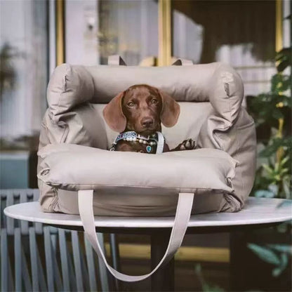 Premium Faux Leather Dog Car Seat Booster Bed - Daily Flow