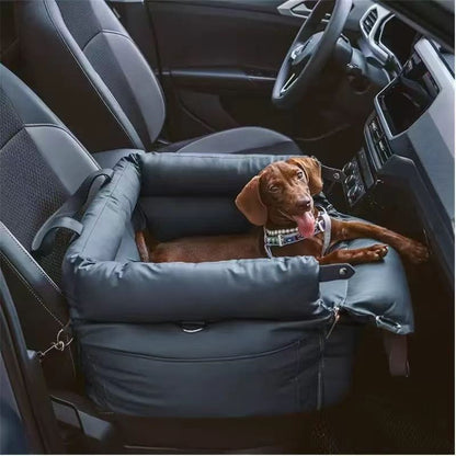 Premium Faux Leather Dog Car Seat Booster Bed - Daily Flow