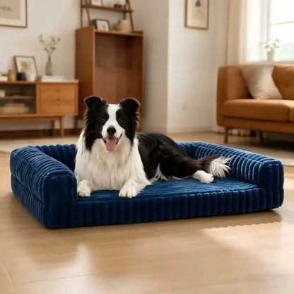 Ridged Memory Foam Dog Couch | Padded Sides & Washable Cover