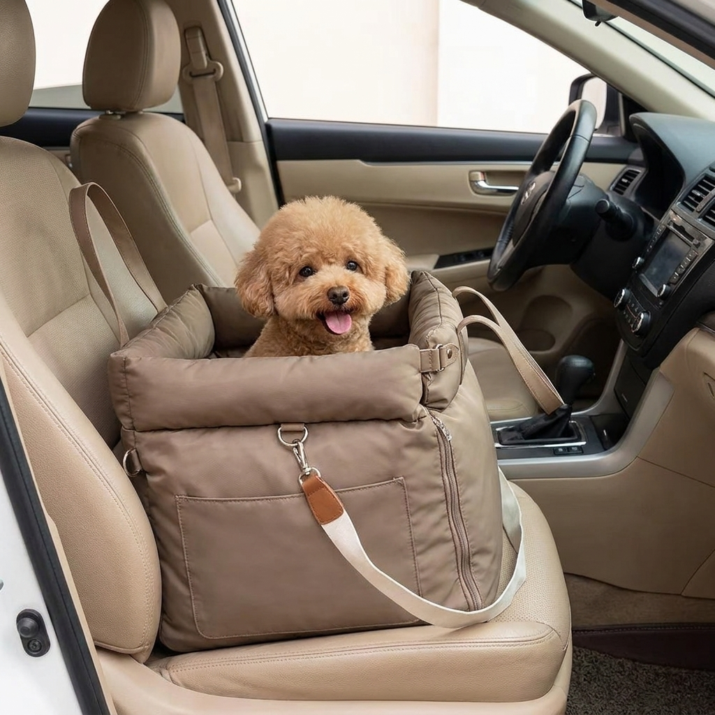 Premium Faux Leather Dog Car Seat Booster Bed - Daily Flow