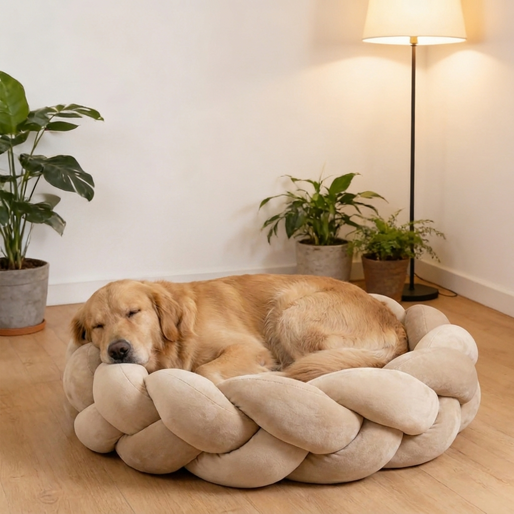 Braided Round Dog Bed | Cosy Woven Nest