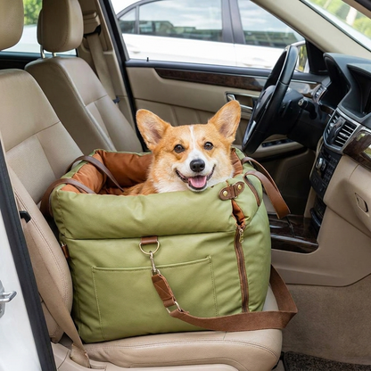 Premium Faux Leather Dog Car Seat Booster Bed - Daily Flow