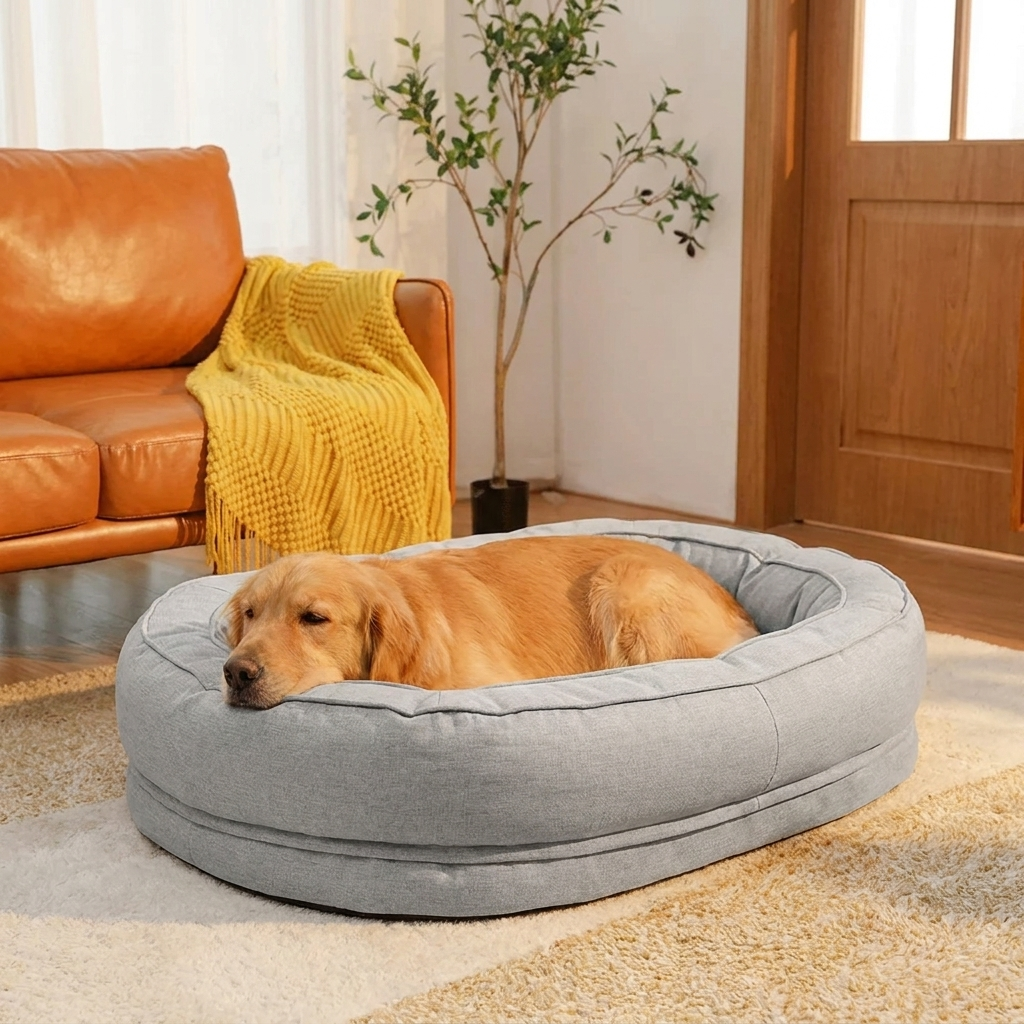 Oval Washable Orthopaedic Dog Bed | Bolster Sides & Waterproof Liner