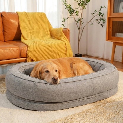 Oval Washable Orthopaedic Dog Bed | Bolster Sides & Waterproof Liner