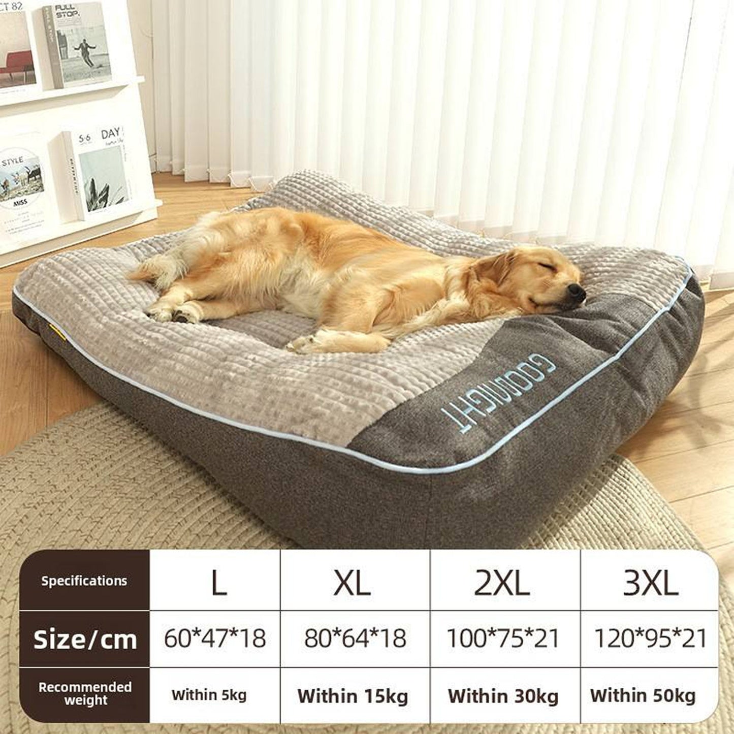 Thick Scratch-resistant, Orthopaedic Cushion Bed, Washable Cover for Large Dogs