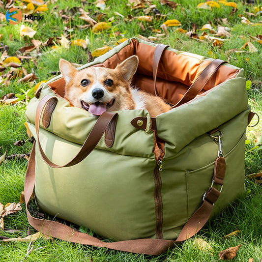 Premium Faux Leather Dog Car Seat Booster Bed - Daily Flow