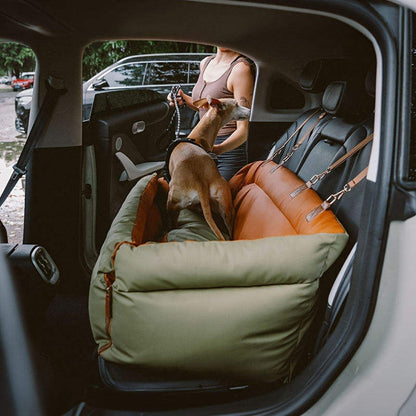 Premium Faux Leather Dog Car Seat Booster Bed - Daily Flow