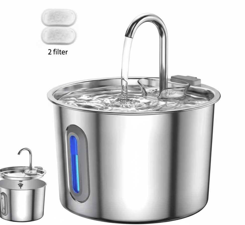 Ripple™ Stainless Steel Pet Fountain – Cleaner Water, Healthier Pets