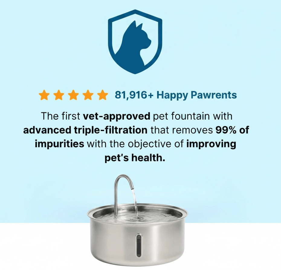 Ripple™ Stainless Steel Pet Fountain – Cleaner Water, Healthier Pets