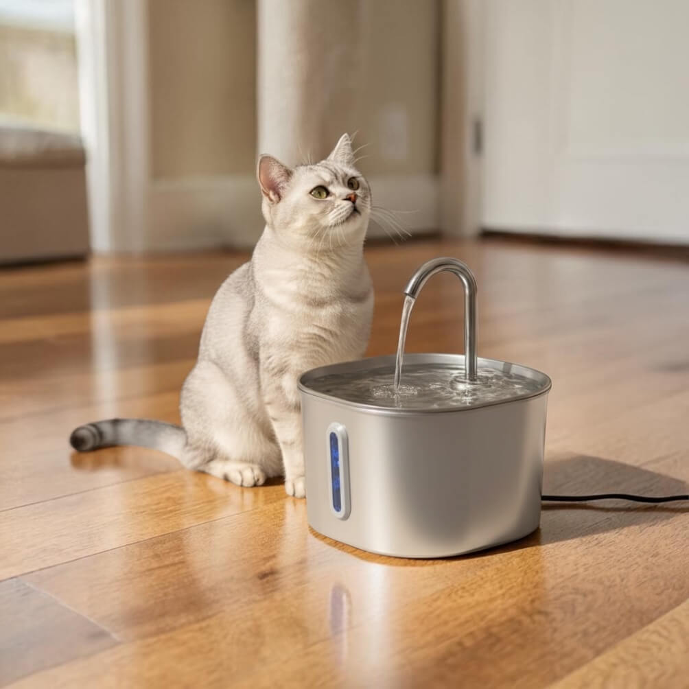 Ripple™ Stainless Steel Pet Fountain – Cleaner Water, Healthier Pets