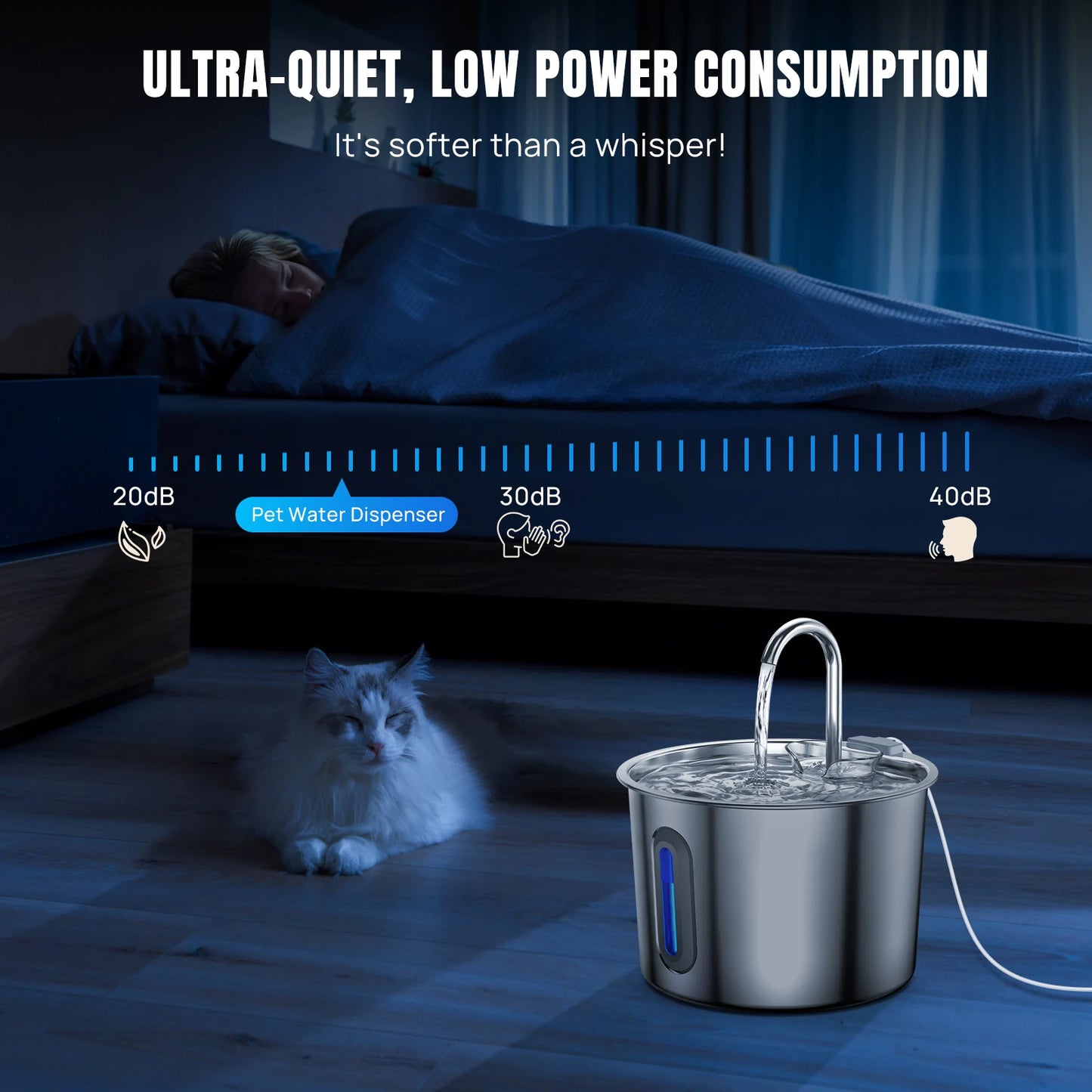 Ripple™ Stainless Steel Pet Fountain – Cleaner Water, Healthier Pets