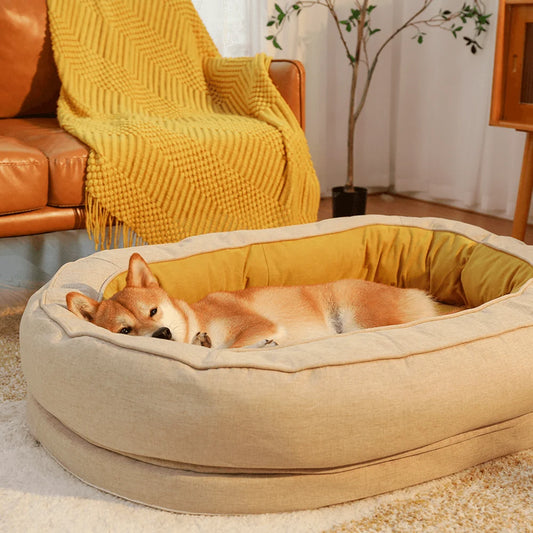 Oval Washable Orthopaedic Dog Bed | Bolster Sides & Waterproof Liner