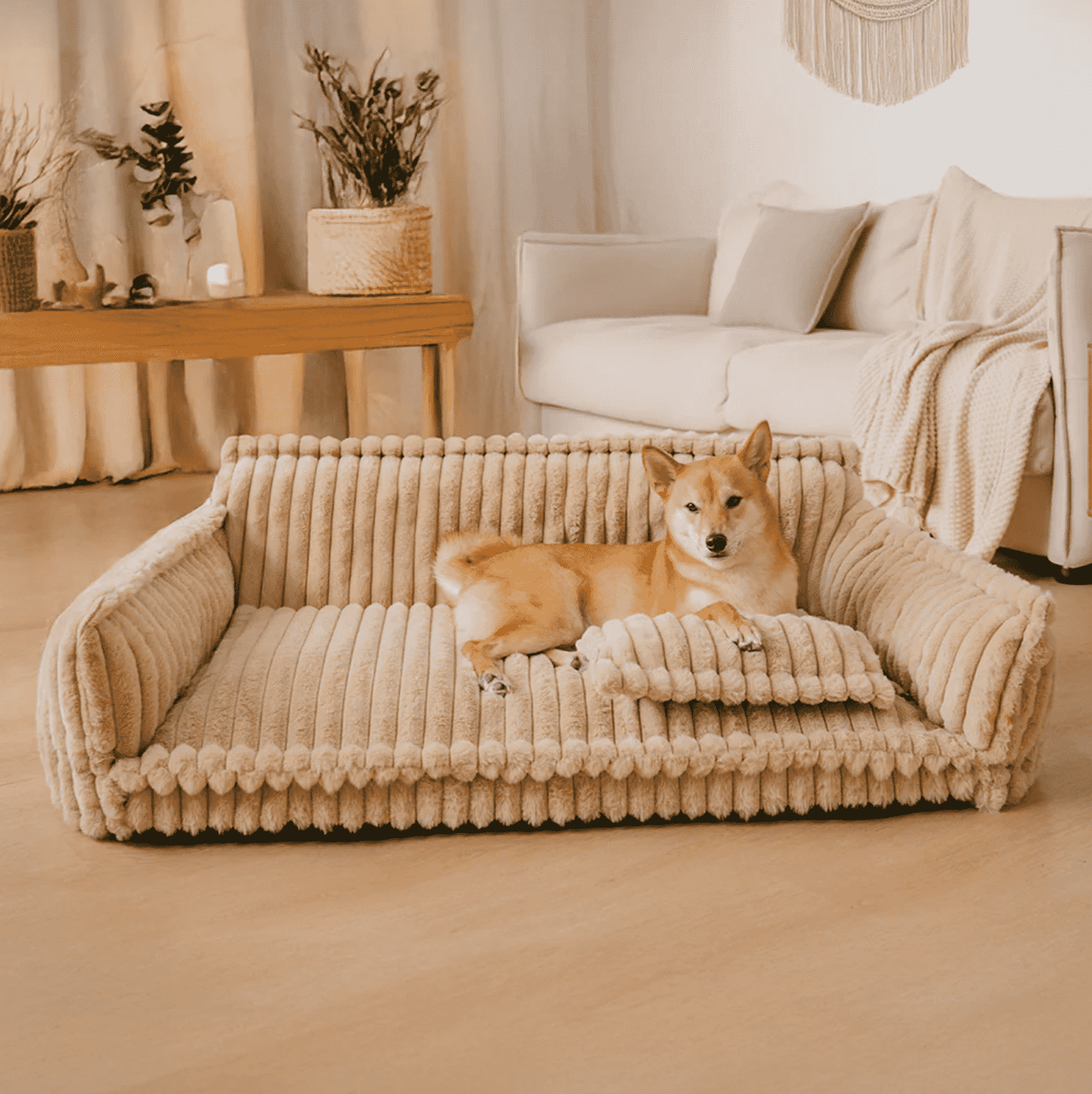Orthopaedic Dog Fluffy Sofa Bed | Raised Headrest, Memory Foam