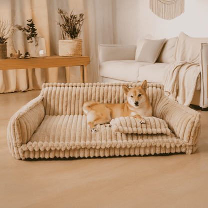 Orthopaedic Dog Fluffy Sofa Bed | Raised Headrest, Memory Foam