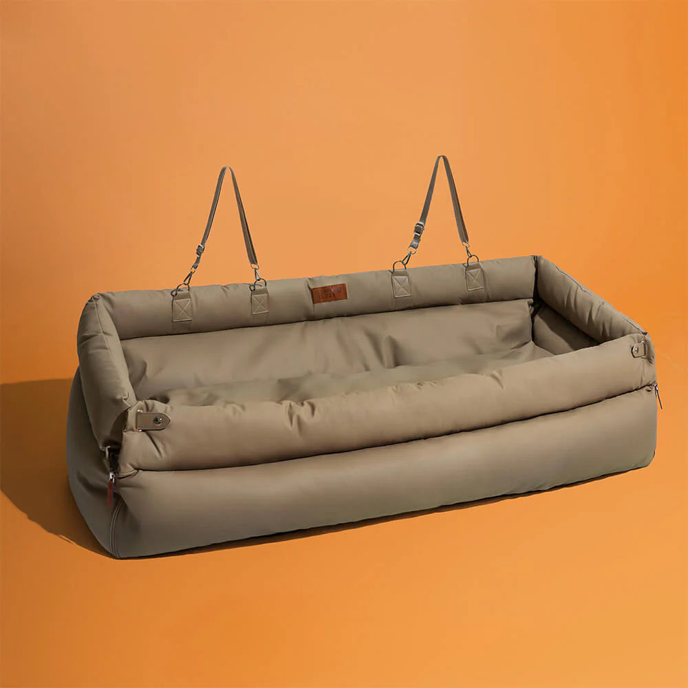 Premium Faux Leather Dog Car Seat Booster Bed - Daily Flow