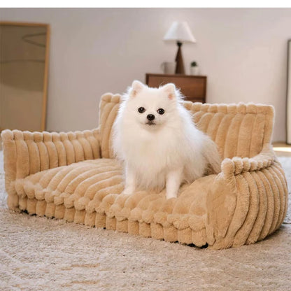 Orthopaedic Dog Fluffy Sofa Bed | Raised Headrest, Memory Foam