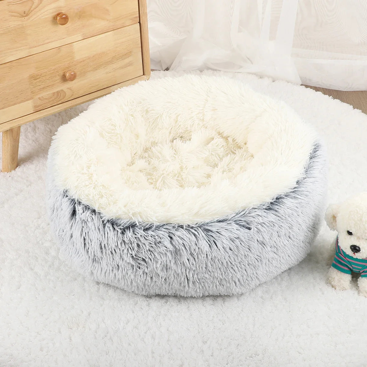 Calming Round Dog Bed | Cosy Nest for Curled-Up Sleepers