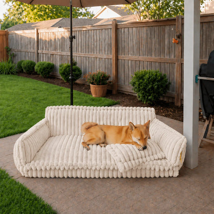 Orthopaedic Dog Fluffy Sofa Bed | Raised Headrest, Memory Foam