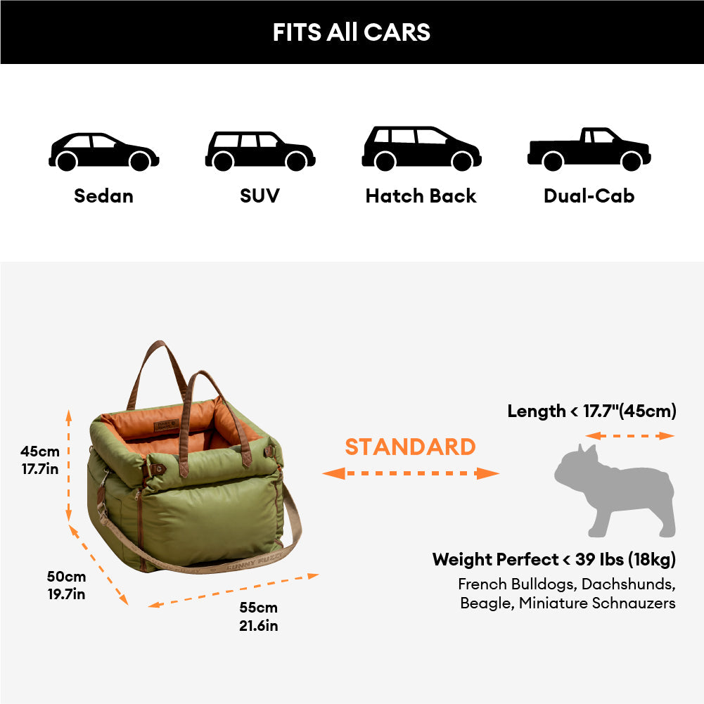 Premium Faux Leather Dog Car Seat Booster Bed - Daily Flow