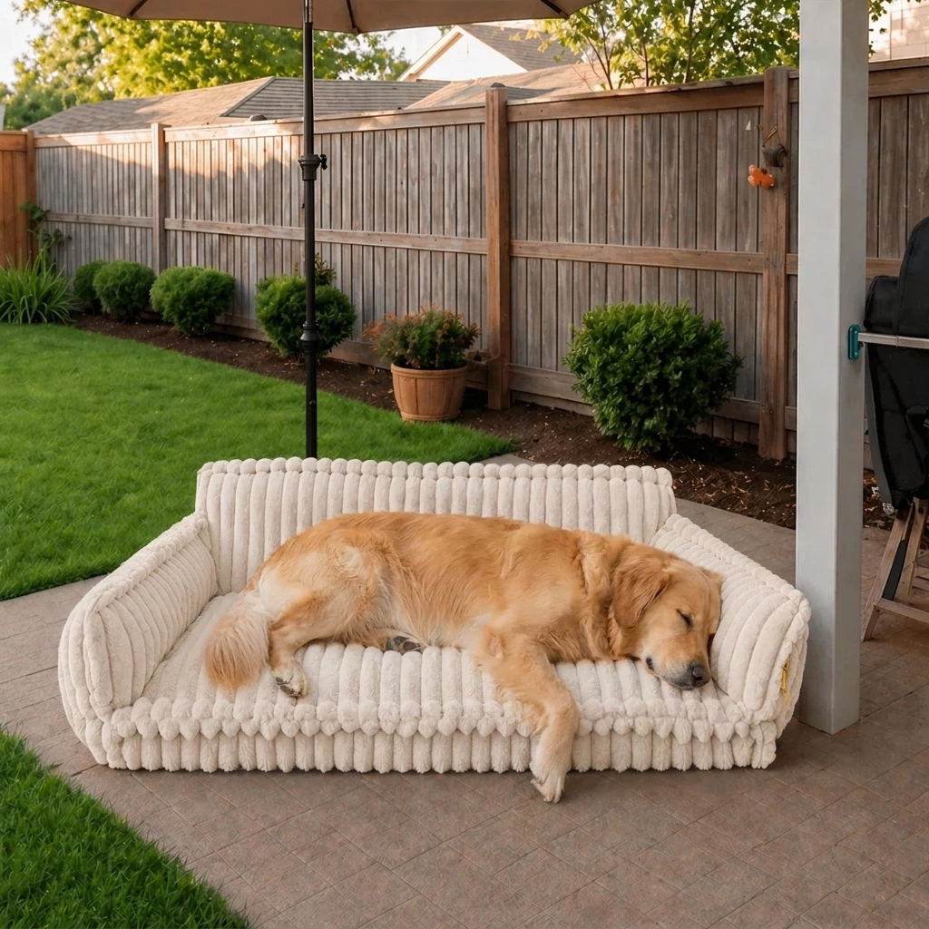Orthopaedic Dog Fluffy Sofa Bed | Raised Headrest, Memory Foam