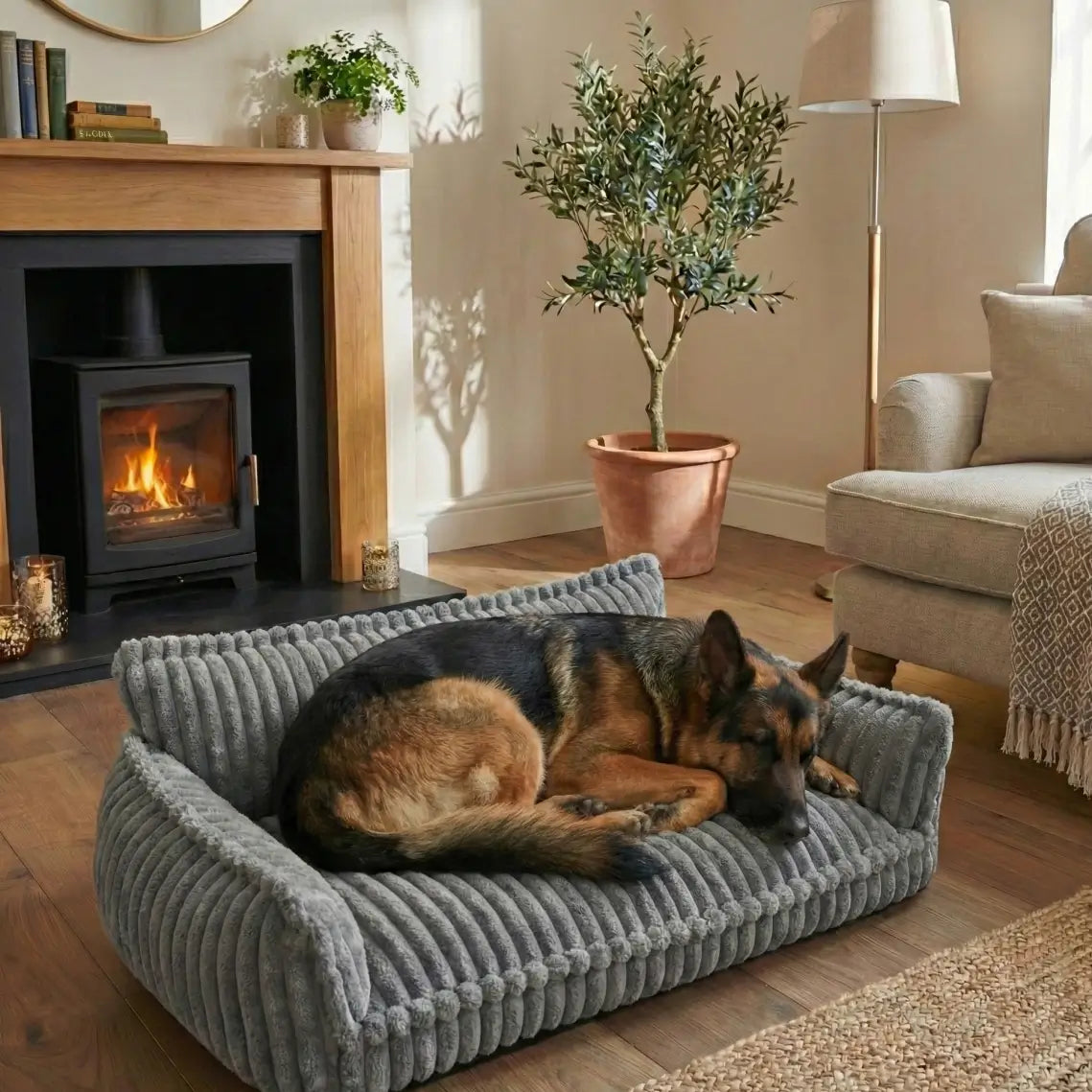Orthopaedic Dog Fluffy Sofa Bed | Raised Headrest, Memory Foam