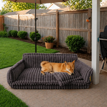Orthopaedic Dog Fluffy Sofa Bed | Raised Headrest, Memory Foam