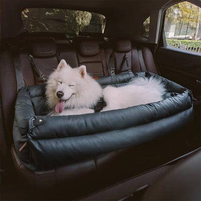 Premium Faux Leather Dog Car Seat Booster Bed - Daily Flow