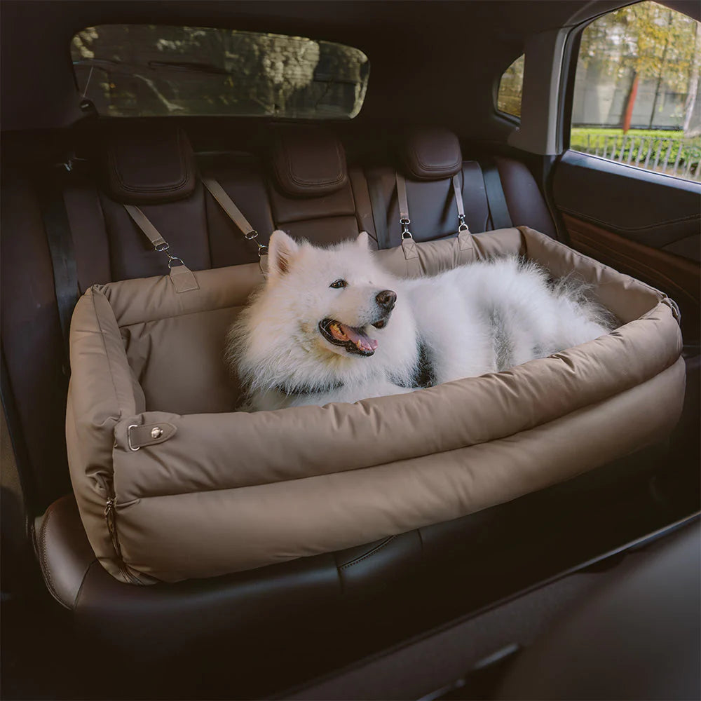 Premium Faux Leather Dog Car Seat Booster Bed - Daily Flow