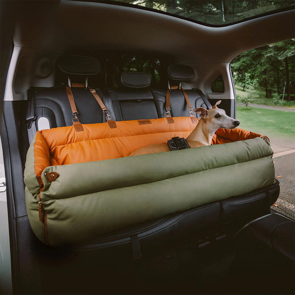 Premium Faux Leather Dog Car Seat Booster Bed - Daily Flow