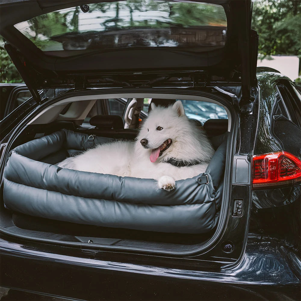 Premium Faux Leather Dog Car Seat Booster Bed - Daily Flow