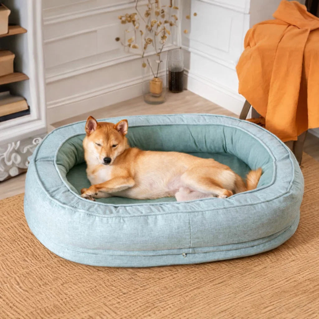 Oval Washable Orthopaedic Dog Bed | Bolster Sides & Waterproof Liner