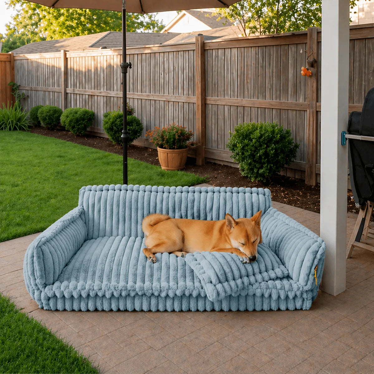 Orthopaedic Dog Fluffy Sofa Bed | Raised Headrest, Memory Foam