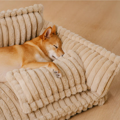 Orthopaedic Dog Fluffy Sofa Bed | Raised Headrest, Memory Foam