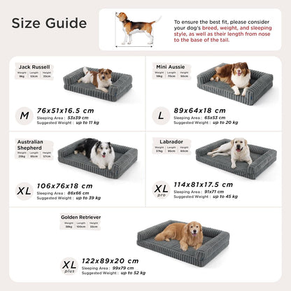 Ridged Memory Foam Dog Couch | Padded Sides & Washable Cover