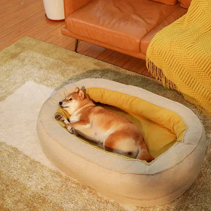 Oval Washable Orthopaedic Dog Bed | Bolster Sides & Waterproof Liner