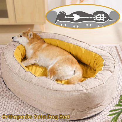 Oval Washable Orthopaedic Dog Bed | Bolster Sides & Waterproof Liner