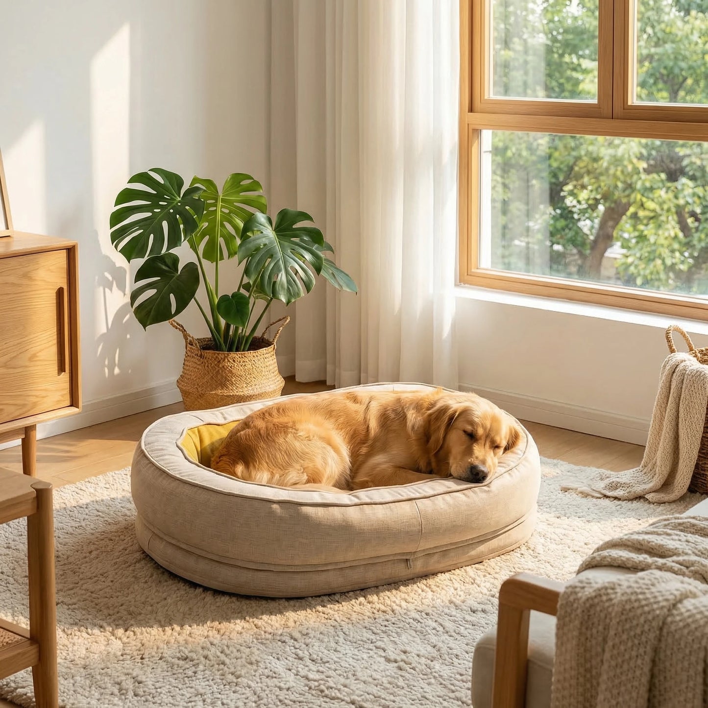 Oval Washable Orthopaedic Dog Bed | Bolster Sides & Waterproof Liner