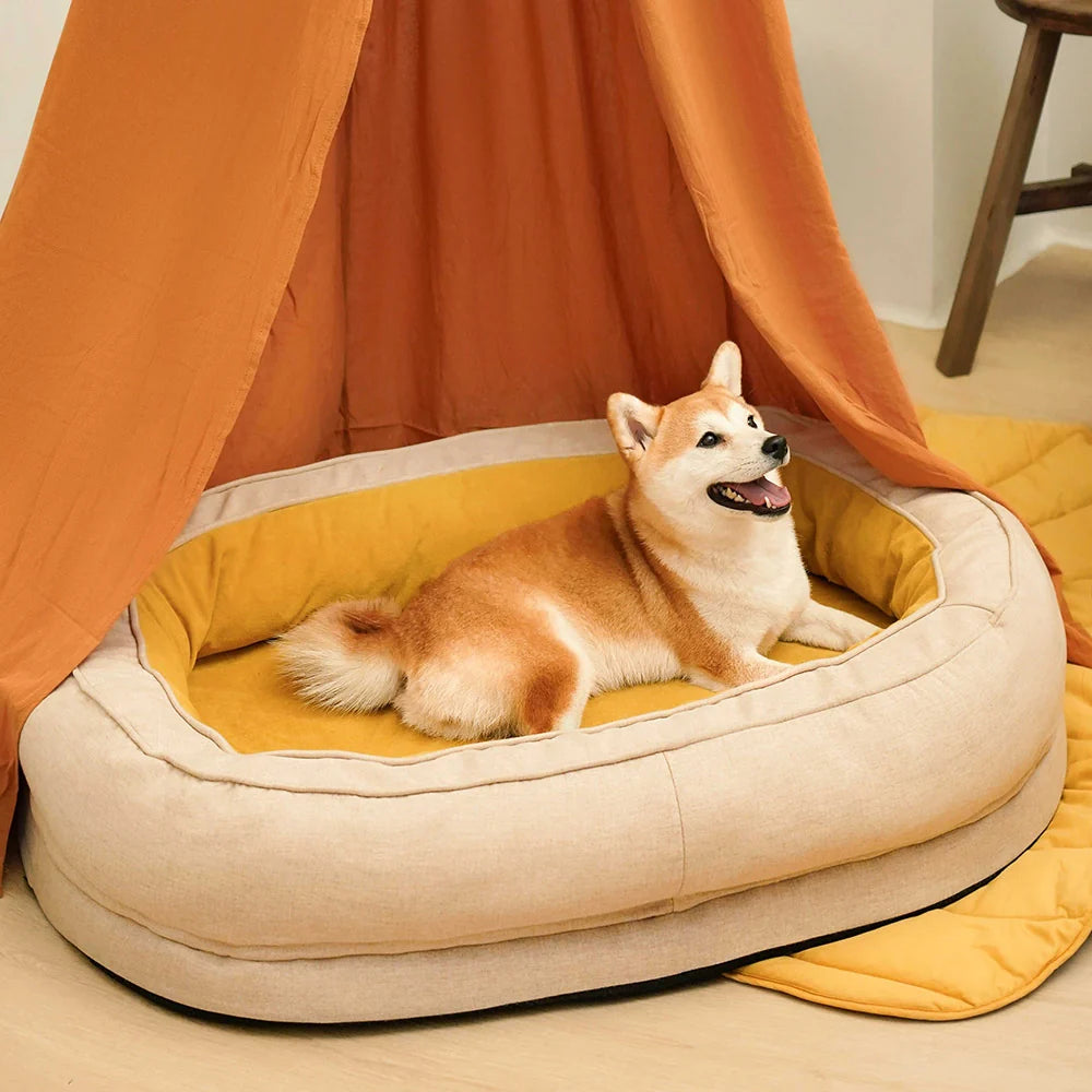 Oval Washable Orthopaedic Dog Bed | Bolster Sides & Waterproof Liner