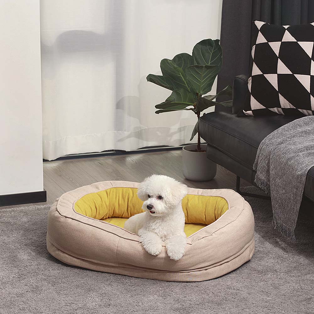 Oval Washable Orthopaedic Dog Bed | Bolster Sides & Waterproof Liner