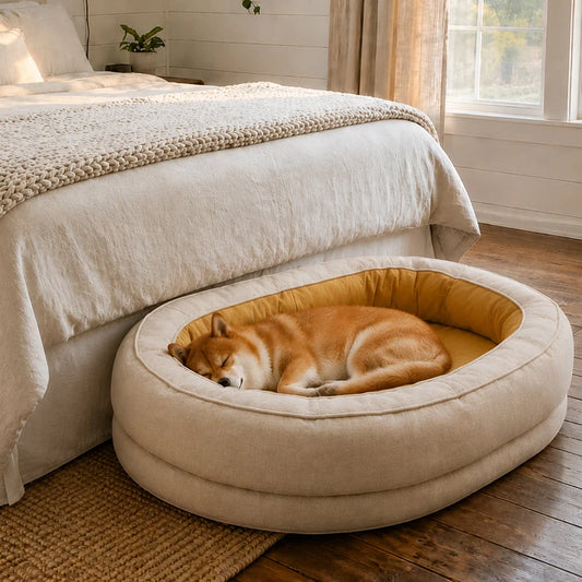 Oval Washable Orthopaedic Dog Bed | Bolster Sides & Waterproof Liner