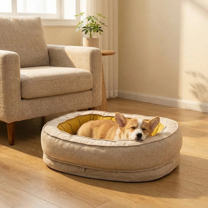 Oval Washable Orthopaedic Dog Bed | Bolster Sides & Waterproof Liner